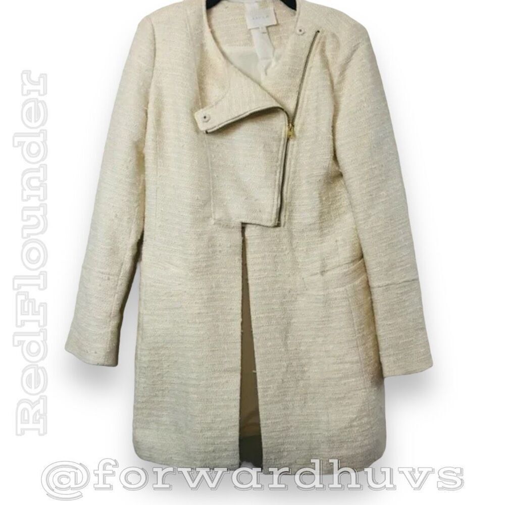 Aryn K Cream Tweed Fall/Spring Pea Coat/Jacket - Size XS